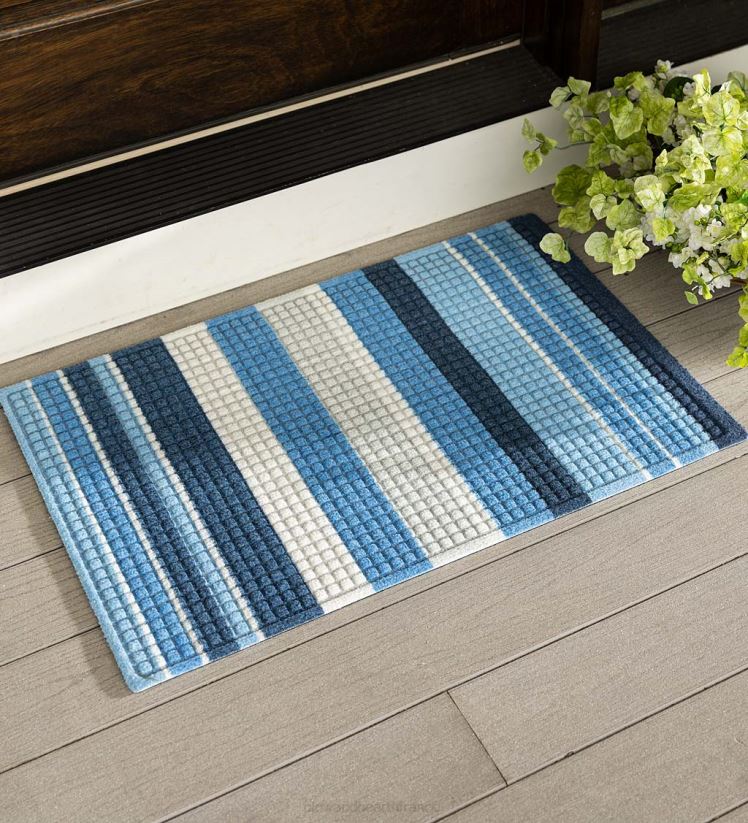 Plow & Hearth tapis et nattes Paillasson imprimé waterhog, motif rayé - bleu 0BNZ1344