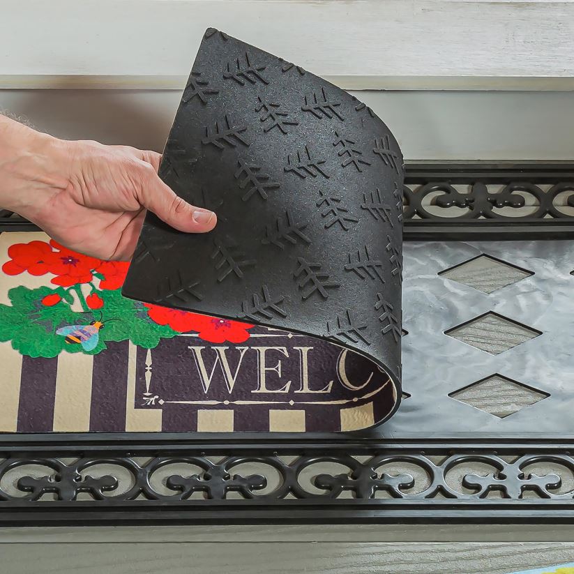 Plow & Hearth tapis et nattes plateau de tapis de sassafras à parchemin de fleurs intérieur/extérieur 0BNZ1535