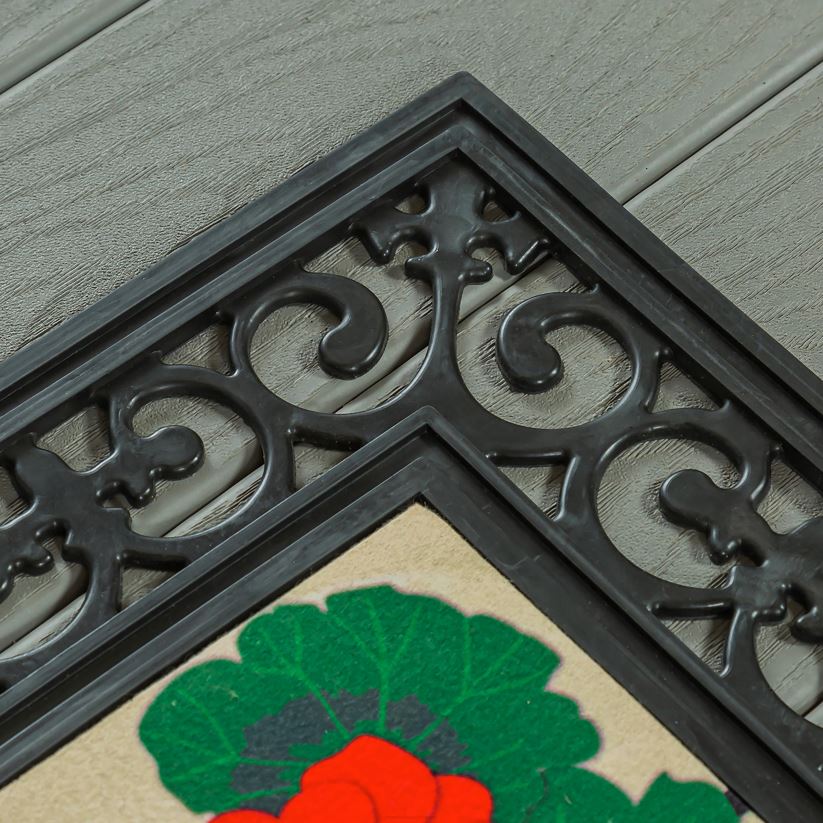 Plow & Hearth tapis et nattes plateau de tapis de sassafras à parchemin de fleurs intérieur/extérieur 0BNZ1535