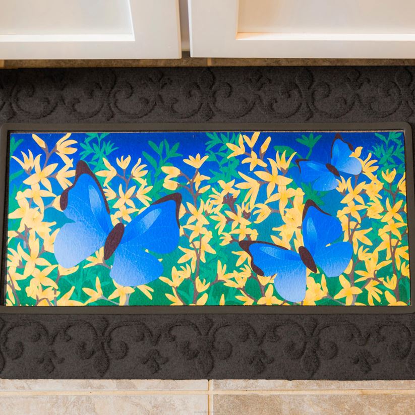 Plow & Hearth tapis et nattes plateau mat sassafras fleur de lis en relief 0BNZ1508