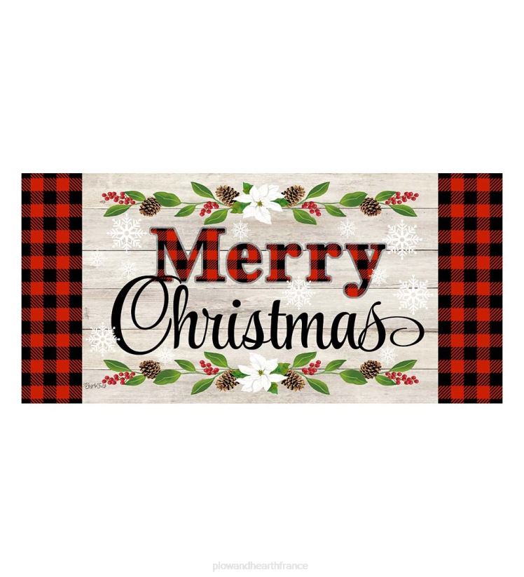 Plow & Hearth tapis et nattes tapis interrupteur sassafras à carreaux de buffle joyeux noël 0BNZ1513