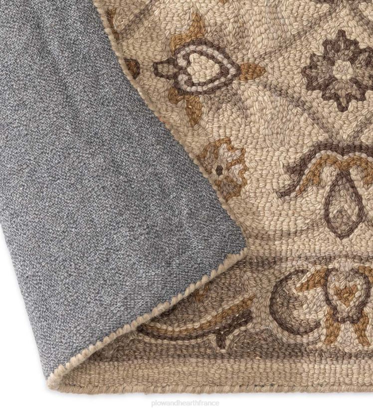 Plow & Hearth tapis et nattes Tapis Mclean en laine festonnée résistant au feu tufté à la main - marron/or 0BNZ1895