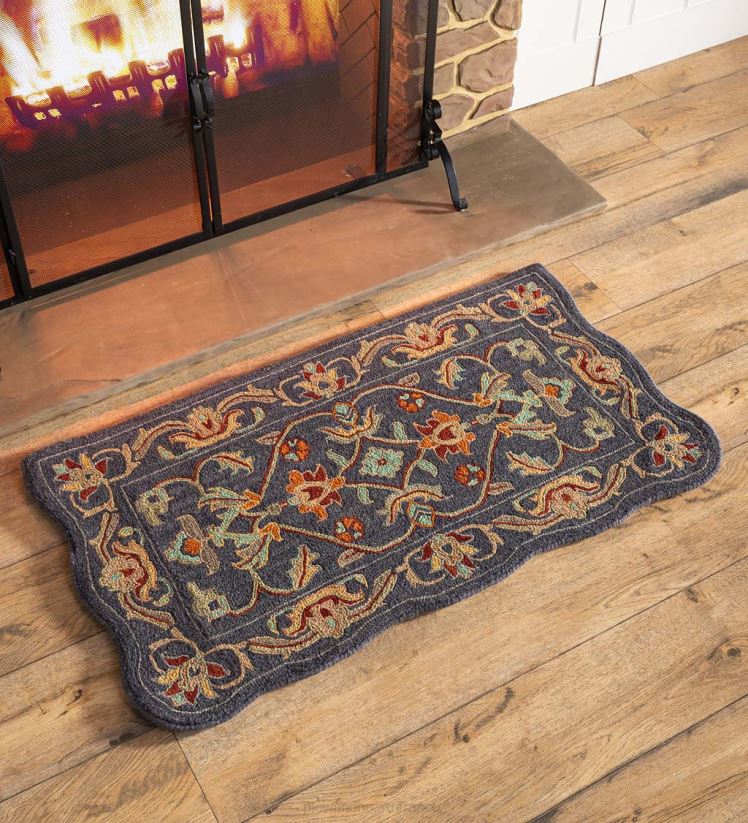 Plow & Hearth tapis et nattes Tapis Mclean en laine festonnée résistant au feu tufté à la main - marron/or 0BNZ1895