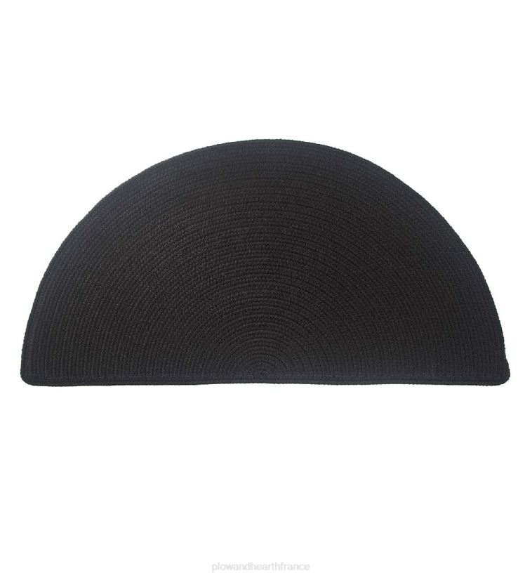 Plow & Hearth tapis et nattes Tapis demi-rond roanoke en polypro tressé, 2' x 4' - noir uni 0BNZ1894