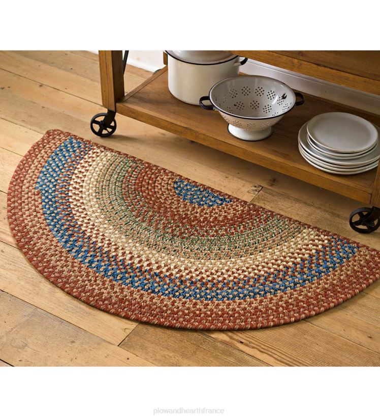 Plow & Hearth tapis et nattes Tapis demi-rond roanoke en polypro tressé, 2' x 4' - noir uni 0BNZ1894