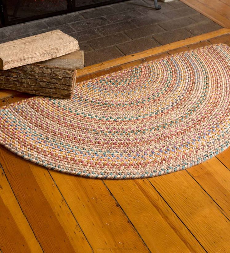 Plow & Hearth tapis et nattes Tapis tressé demi-rond en laine Blue Ridge, 2' x 4' - mousse 0BNZ1896