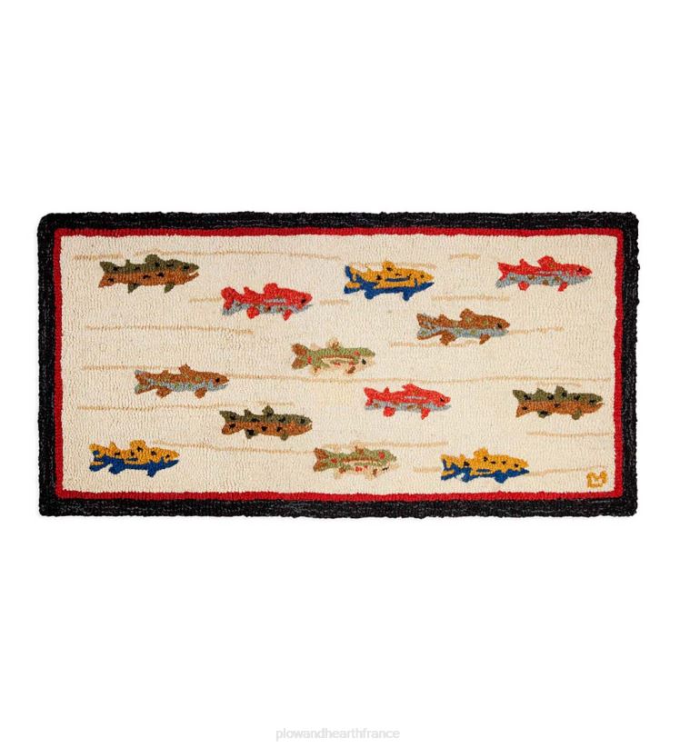 Plow & Hearth tapis et nattes tapis en laine crocheté à la main pour truite d'été, 24" x 48" 0BNZ1901