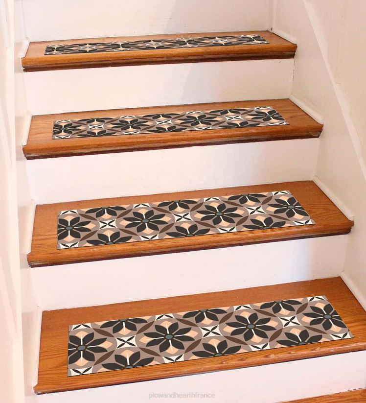 Plow & Hearth tapis et nattes marches d'escalier en carrelage vintage, ensemble de 4 - rouille 0BNZ1918