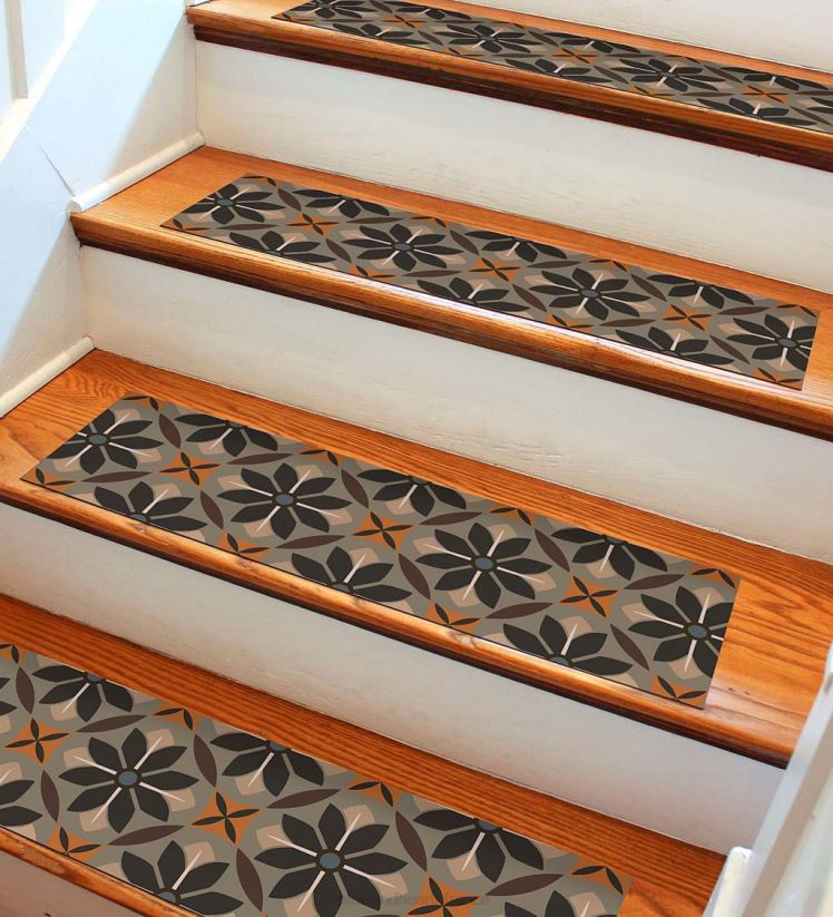 Plow & Hearth tapis et nattes marches d'escalier en carrelage vintage, ensemble de 4 - rouille 0BNZ1918