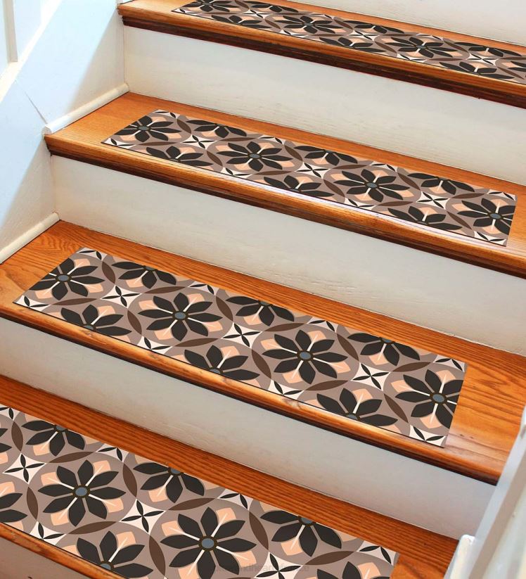 Plow & Hearth tapis et nattes marches d'escalier en carrelage vintage, ensemble de 4 - rouille 0BNZ1918