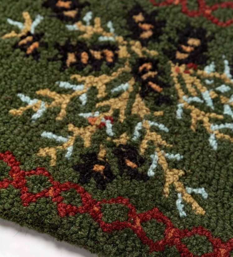 Plow & Hearth tapis et nattes Tapis de laine crocheté à la main en forme de pomme de pin, 1' x 4' 0BNZ1749