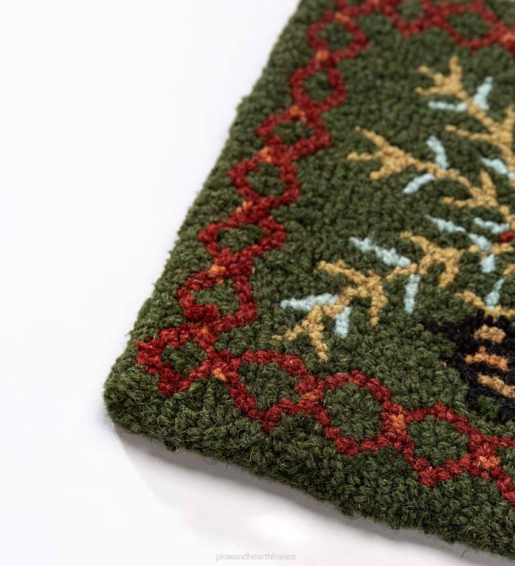 Plow & Hearth tapis et nattes Tapis de laine crocheté à la main en forme de pomme de pin, 1' x 4' 0BNZ1749