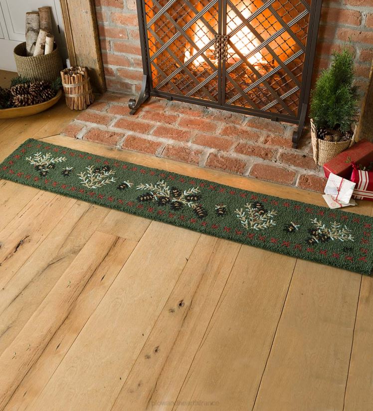 Plow & Hearth tapis et nattes Tapis de laine crocheté à la main en forme de pomme de pin, 1' x 6' 0BNZ1748