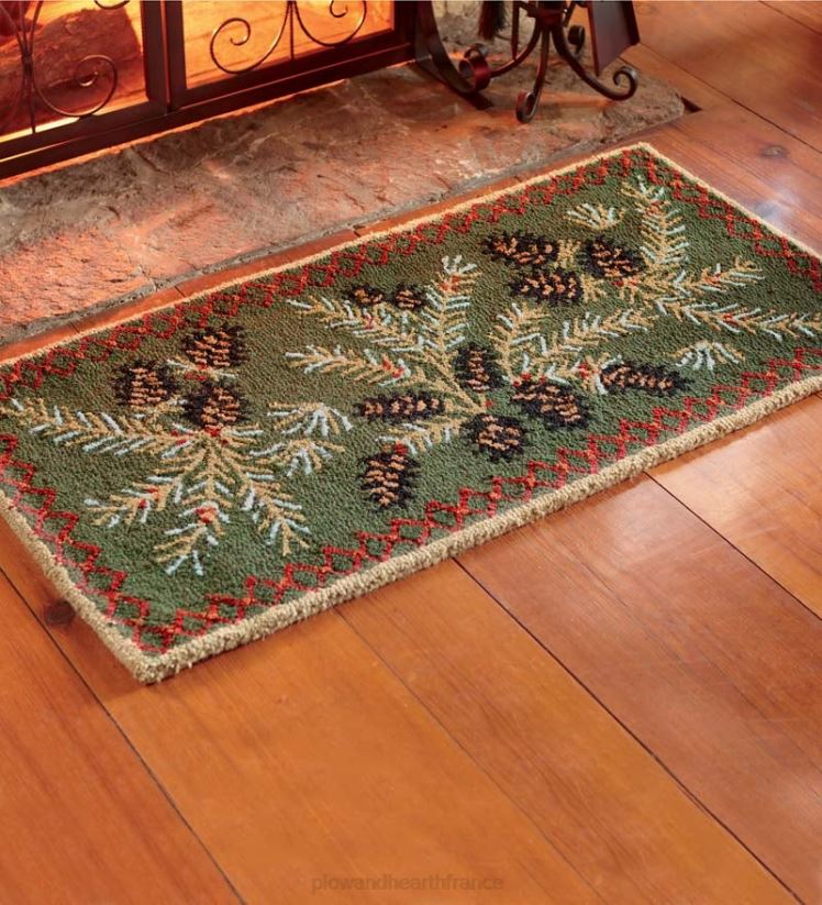Plow & Hearth tapis et nattes tapis en laine crocheté à la main en pomme de pin 0BNZ1747