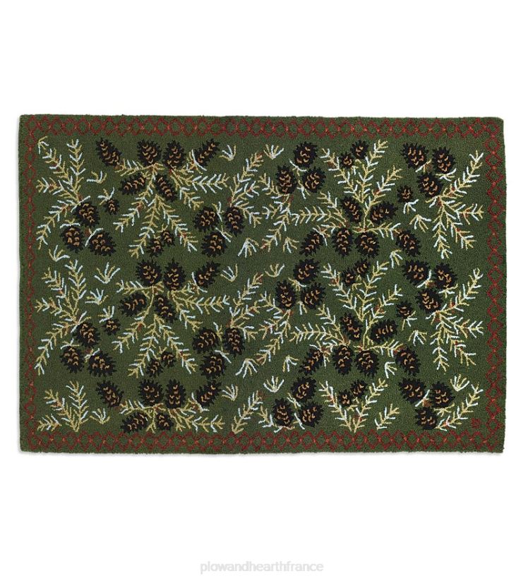 Plow & Hearth tapis et nattes tapis en laine crocheté à la main en pomme de pin 0BNZ1747