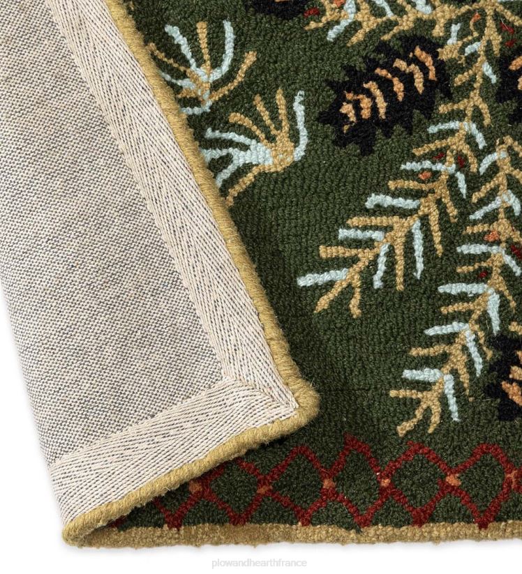 Plow & Hearth tapis et nattes tapis en laine crocheté à la main en pomme de pin 0BNZ1747