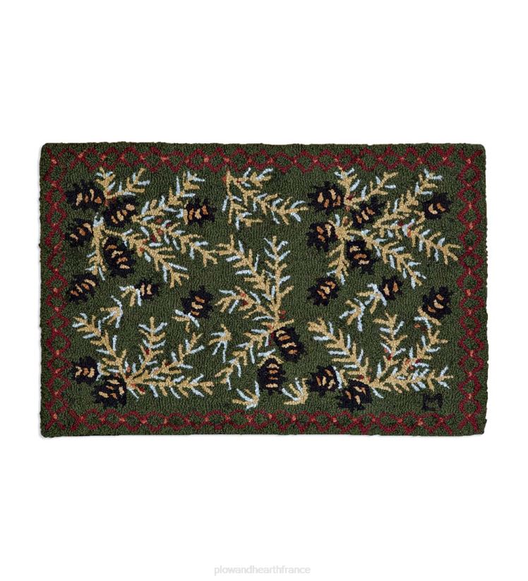 Plow & Hearth tapis et nattes tapis en laine crocheté à la main en pomme de pin 0BNZ1747