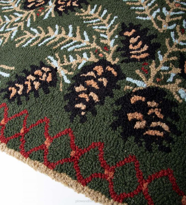 Plow & Hearth tapis et nattes tapis en laine crocheté à la main en pomme de pin 0BNZ1747