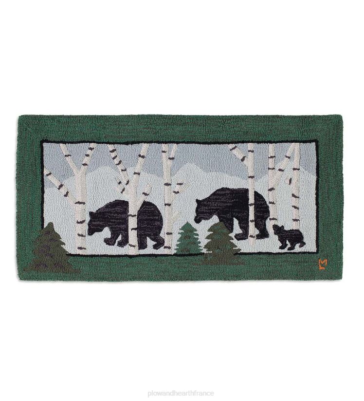 Plow & Hearth tapis et nattes tapis en laine crocheté à la main trois ours 0BNZ1755