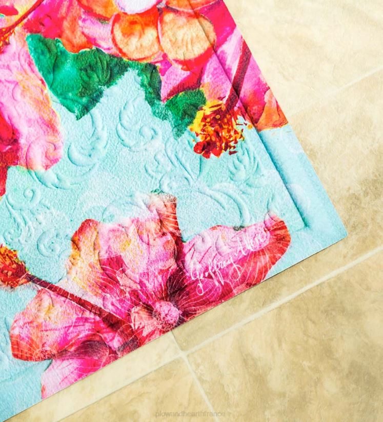 Plow & Hearth tapis et nattes Tapis de sol gaufré colibri et hibiscus 0BNZ1378