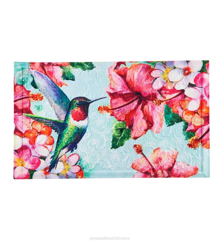Plow & Hearth tapis et nattes Tapis de sol gaufré colibri et hibiscus 0BNZ1378