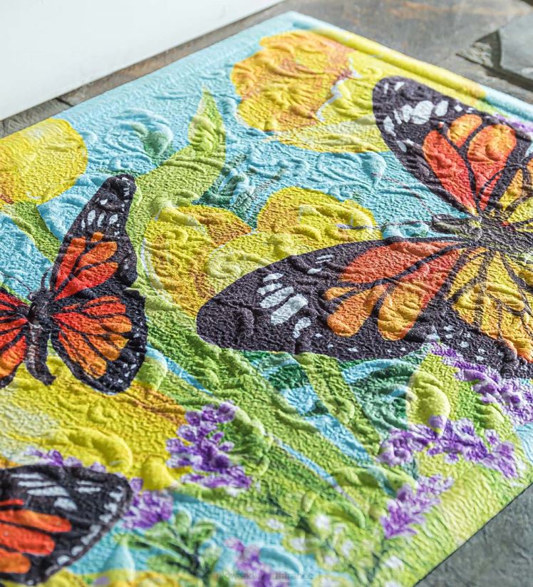 Plow & Hearth tapis et nattes Tapis de sol gaufré tulipe et papillon 0BNZ1927