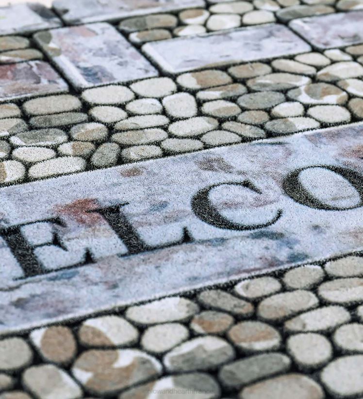 Plow & Hearth tapis et nattes tapis de sol floqué en brique blanchie à la chaux 0BNZ1926