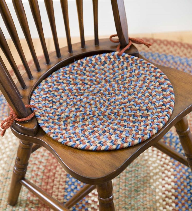 Plow & Hearth tapis et nattes Coussin de chaise rond roanoke en polypro tressé intérieur/extérieur avec attaches - épicéa massif 0BNZ1908