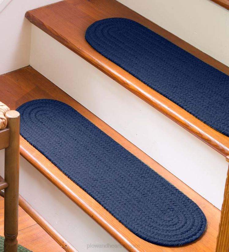 Plow & Hearth tapis et nattes Marches d'escalier en polypropylène tressé country classique de couleur unie, ensemble de 4 - noir 0BNZ1913
