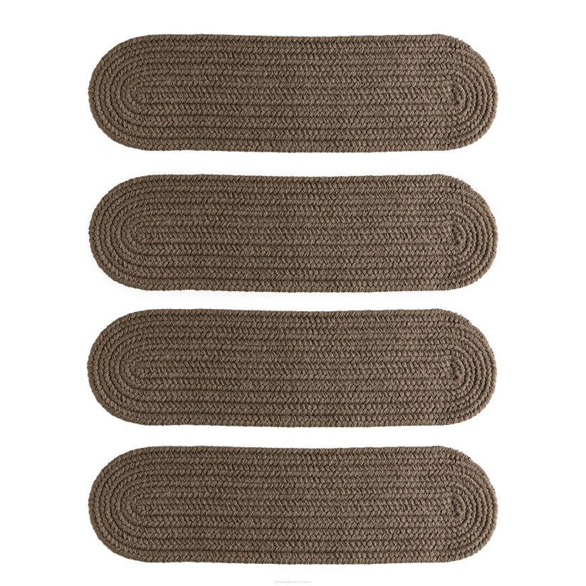 Plow & Hearth tapis et nattes Marches d'escalier en polypropylène tressé country classique de couleur unie, ensemble de 4 - noir 0BNZ1913