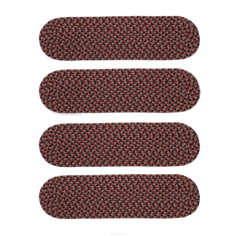 Plow & Hearth tapis et nattes Marches d'escalier roanoke en polypro tressé intérieur/extérieur, ensemble de 4 - braise solide 0BNZ1909