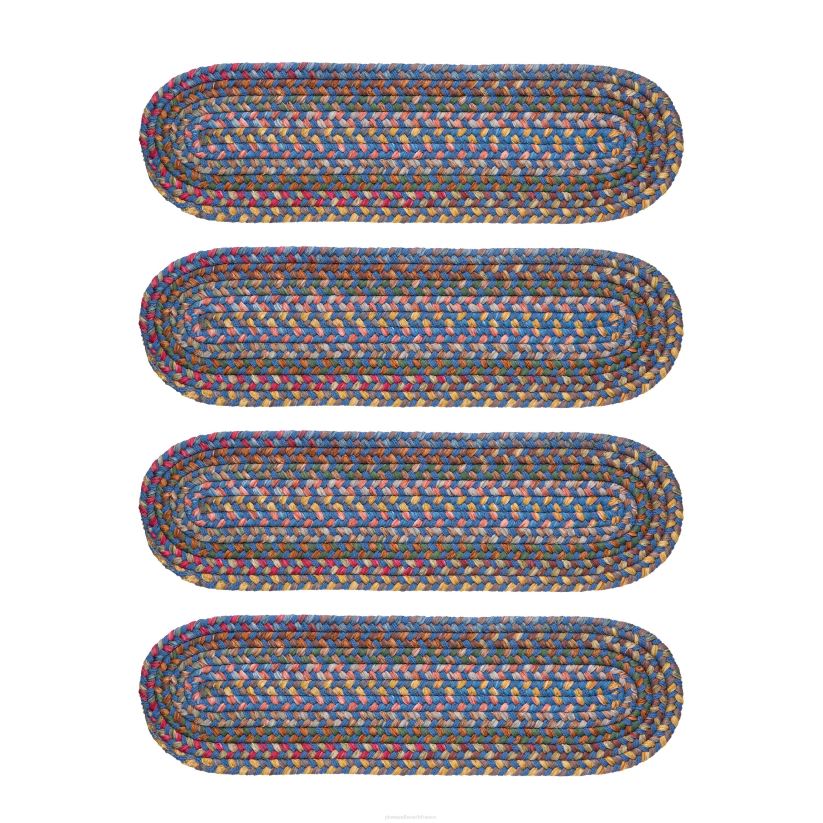 Plow & Hearth tapis et nattes Marches d'escalier tressées en polypropylène intérieur/extérieur Afton Mountain, ensemble de 4 - opale bleue 0BNZ1911