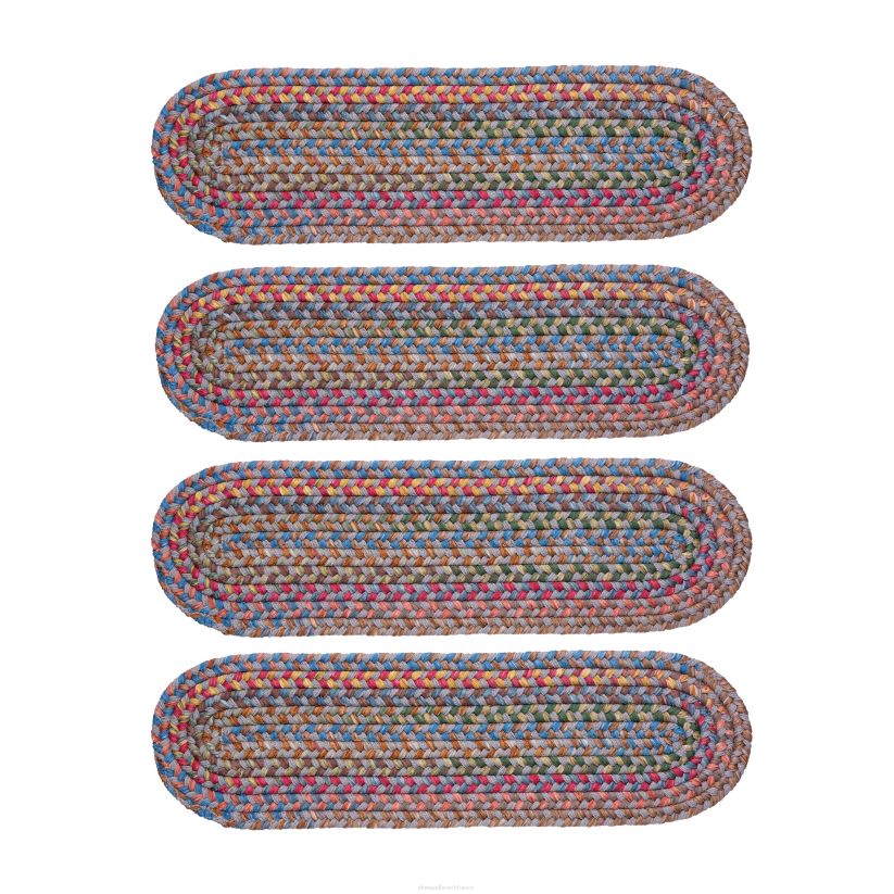 Plow & Hearth tapis et nattes Marches d'escalier tressées en polypropylène intérieur/extérieur Afton Mountain, ensemble de 4 - opale bleue 0BNZ1911