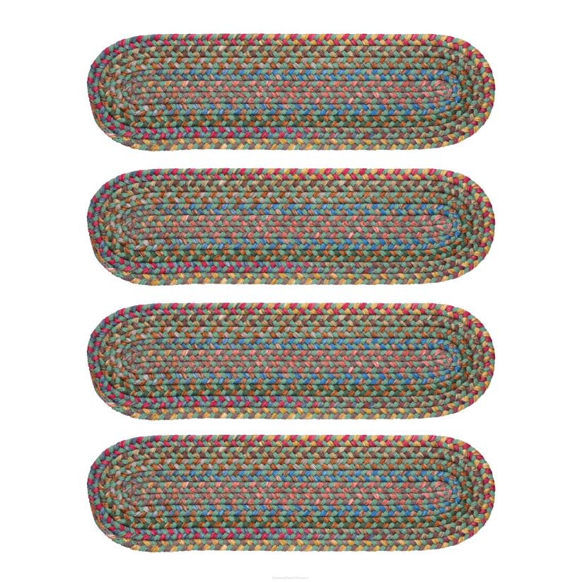 Plow & Hearth tapis et nattes Marches d'escalier tressées en polypropylène intérieur/extérieur Afton Mountain, ensemble de 4 - opale bleue 0BNZ1911