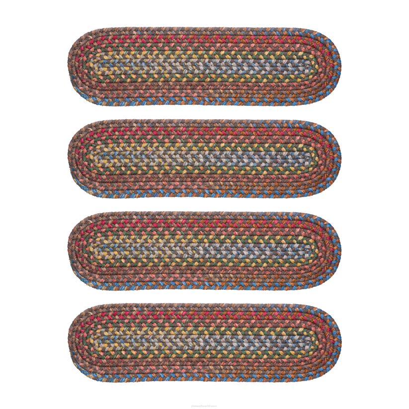 Plow & Hearth tapis et nattes Marches d'escalier tressées en polypropylène intérieur/extérieur Afton Mountain, ensemble de 4 - opale bleue 0BNZ1911