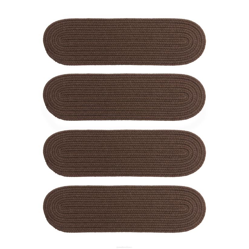 Plow & Hearth tapis et nattes Marches d'escalier tressées ovales en laine de crête bleue, lot de 4 - noyer 0BNZ1907