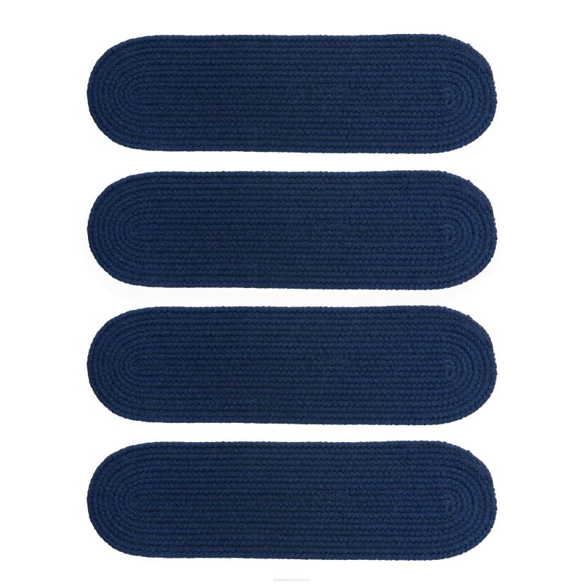 Plow & Hearth tapis et nattes Marches d'escalier tressées ovales en laine de crête bleue, lot de 4 - noyer 0BNZ1907