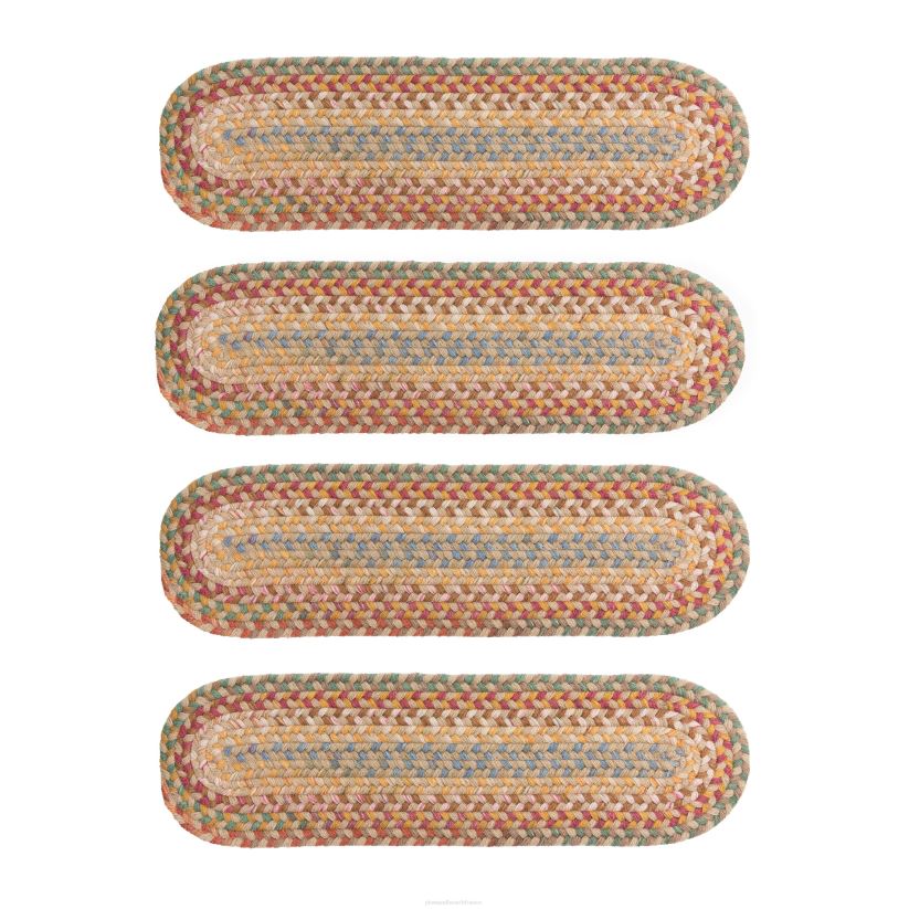 Plow & Hearth tapis et nattes Marches d'escalier tressées ovales en laine de crête bleue, lot de 4 - noyer 0BNZ1907