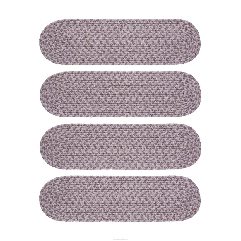 Plow & Hearth tapis et nattes marche d'escalier de Virginie tressée en laine fabriquée aux États-Unis, ensemble de 4 - givre 0BNZ1914