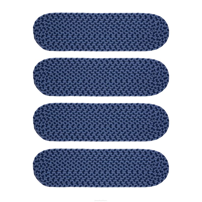 Plow & Hearth tapis et nattes marche d'escalier de Virginie tressée en laine fabriquée aux États-Unis, ensemble de 4 - givre 0BNZ1914