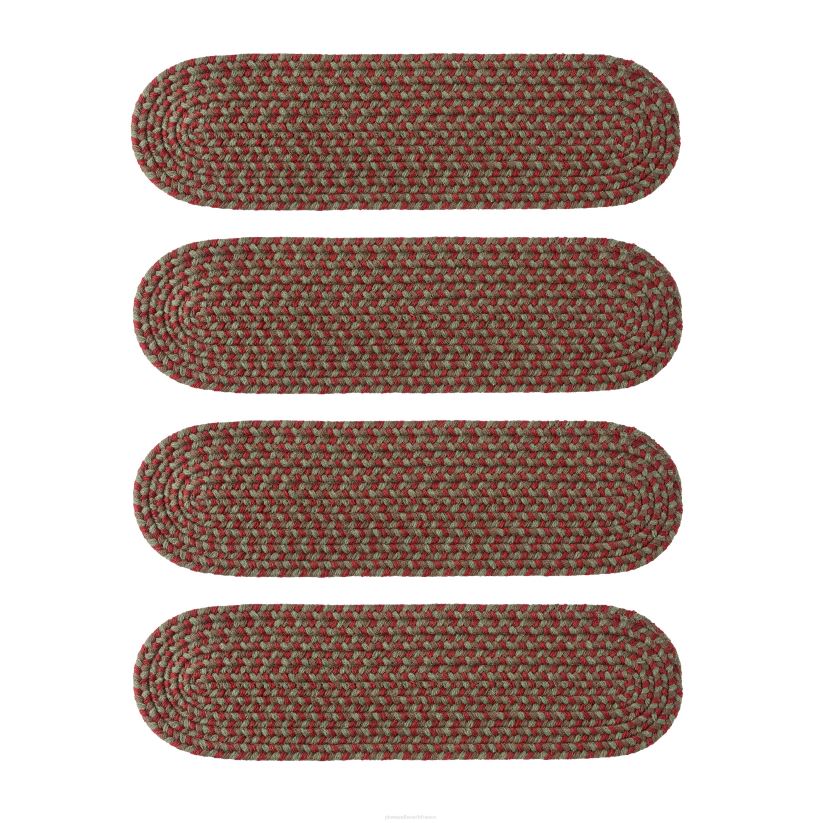 Plow & Hearth tapis et nattes marche d'escalier de Virginie tressée en laine fabriquée aux États-Unis, ensemble de 4 - givre 0BNZ1914