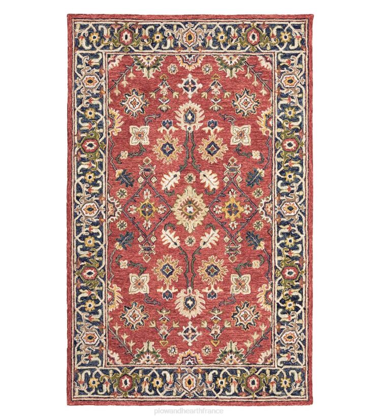 Plow & Hearth tapis et nattes Tapis avec bordure en laine rouge Willow Oaks 0BNZ1823