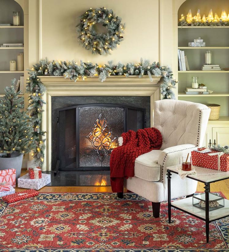 Plow & Hearth tapis et nattes Tapis avec bordure en laine rouge Willow Oaks 0BNZ1823