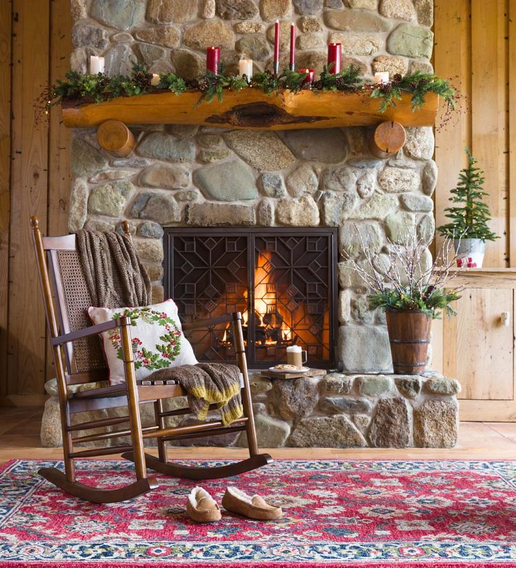 Plow & Hearth tapis et nattes Tapis avec bordure en laine rouge Willow Oaks 0BNZ1823