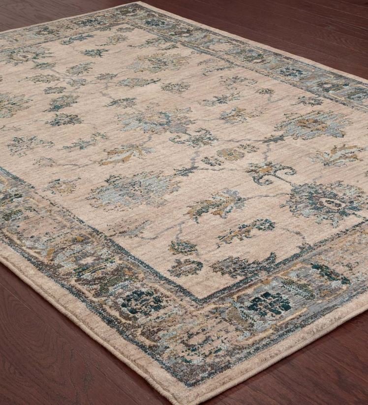 Plow & Hearth tapis et nattes Tapis floral antique ivoire et bleu Covington 0BNZ1773