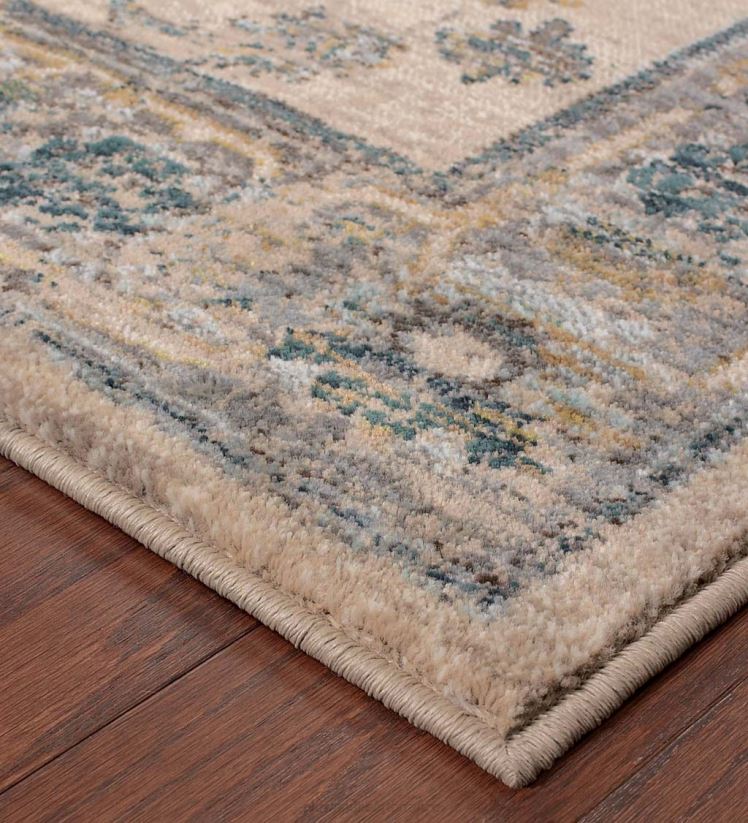 Plow & Hearth tapis et nattes Tapis floral antique ivoire et bleu Covington 0BNZ1773