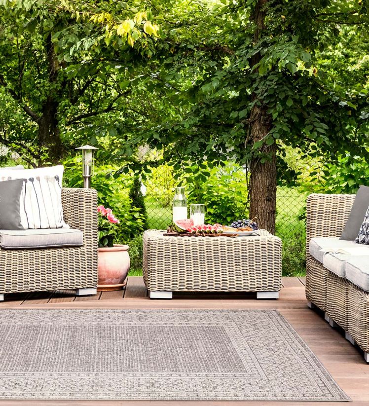 Plow & Hearth tapis et nattes Tapis intérieur/extérieur avec bordure de faucon minou 0BNZ1804