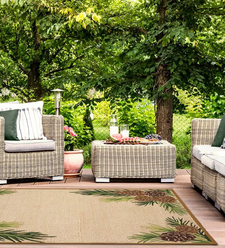 Plow & Hearth tapis et nattes Tapis vinyl avec bordure de lac forestier, intérieur/extérieur 0BNZ1792