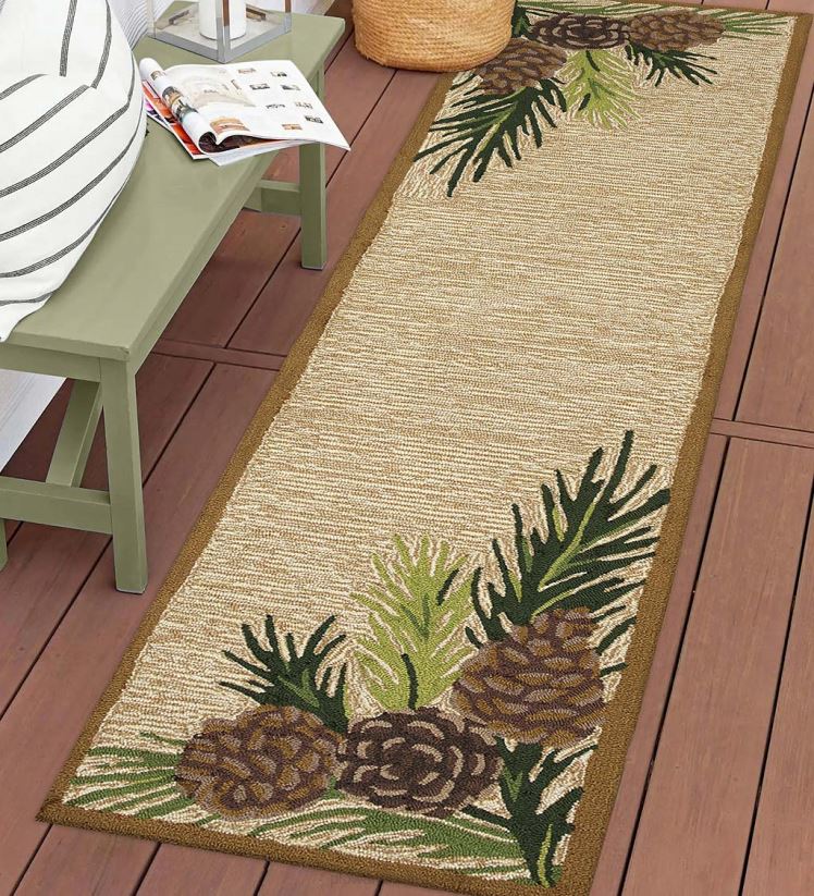 Plow & Hearth tapis et nattes Tapis vinyl avec bordure de lac forestier, intérieur/extérieur 0BNZ1792