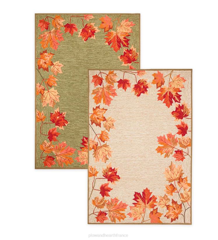 Plow & Hearth tapis et nattes Tapis vinyl avec bordure feuilles tombantes intérieur/extérieur 0BNZ1790